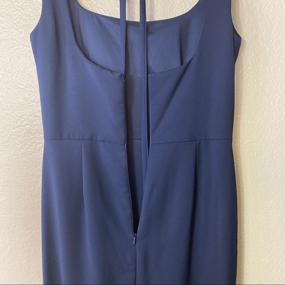 Hayley Blue Paige Tie Back Crepe Evening Dress - Picture 6 of 6